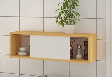 Etagère murale avec porte coulissante